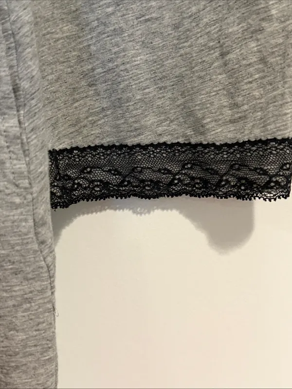 Carole Hochman Grey Robe with Black Lace Trim - Image 5