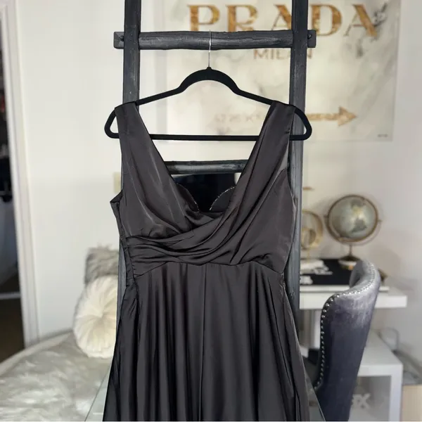 Sau Lee Black Satin Lace Bodice Drape Midi Dress Womens Size US 8 New NWT - Image 12