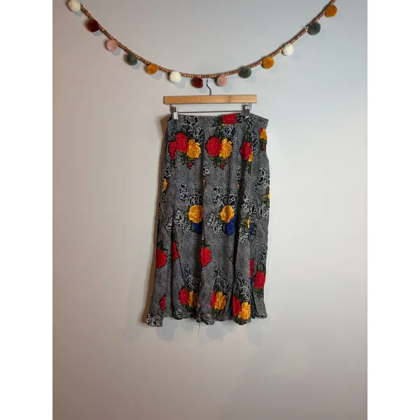 American Vintage Vtg polkadot floral patterned midi skirt - Image 2