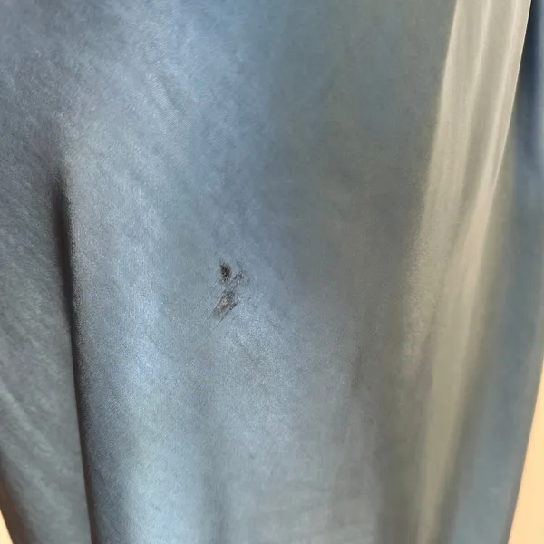 Runaway Blue Satin Midi Slip Dress XL Ruched Cocktail Semi Formal Bias Cut $139 - Image 9