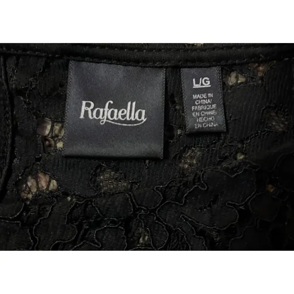 Rafaella Blouse Womens L Used Black Floral Lace Attached Cami - Image 6
