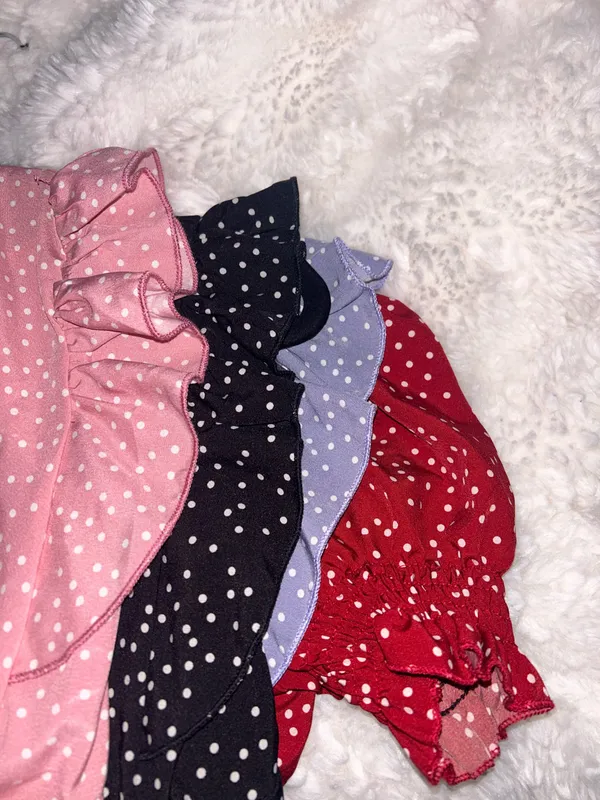 NWOT Red Polka Dot Top Puff Sleeve - Image 4