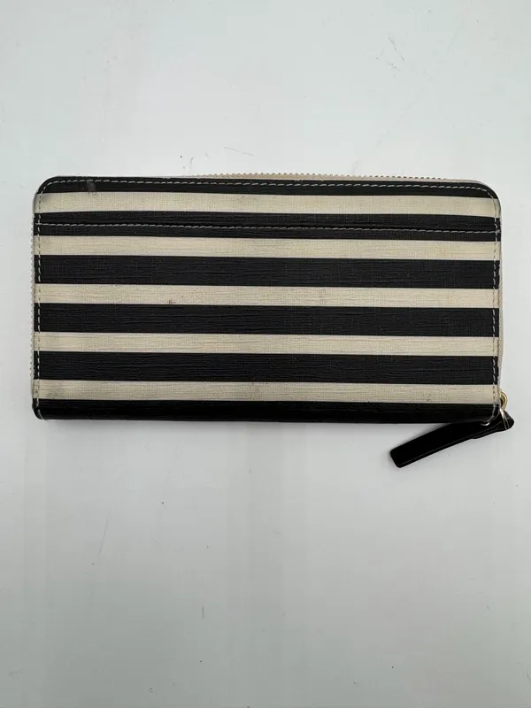 Kate Spade New York Cedar Street Stripe Lacey Zip Around Wallet Black Cream - Image 3
