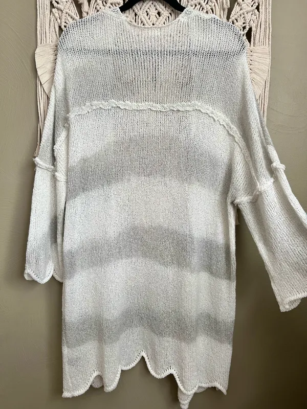 Striped Open Knit Cardigan - Image 2
