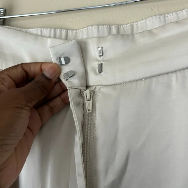 Abercrombie and Fitch Cream Silky High Rise Wide Leg Pants Size 10 - Image 8