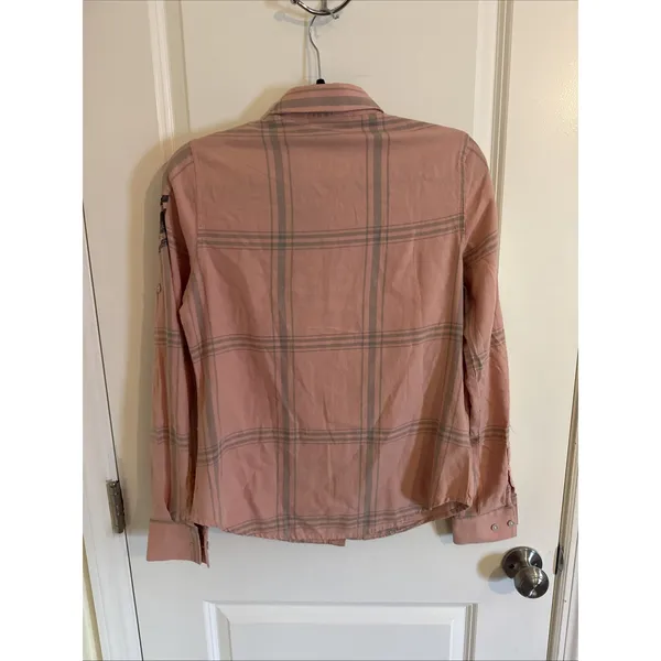 Harley-Davidson Women's Salute Convertible Sleeve Shirt Small Pink Plaid Flannel - Image 4