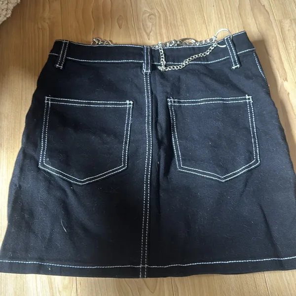 Tiger Mist Black Denim Skirt with Chain Detail - Image 3