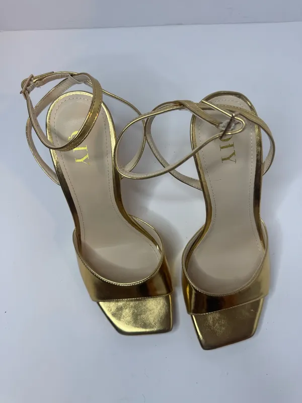 QIY Gold Metallic Stiletto Heels Women's Size 9 - Image 2