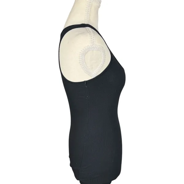 Active Basic Tank Top Womens Small‎ Black Ribbed Racerback Scoop Neck Stretch - Image 5