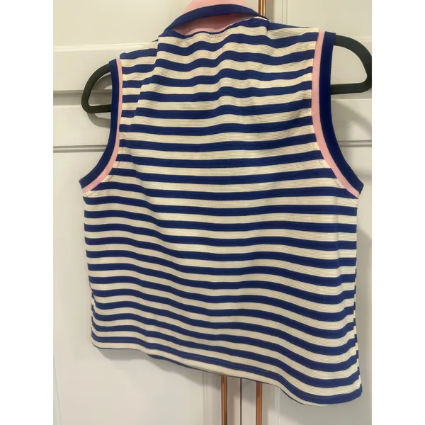 Blue White Striped 2 Piece Skirt Set Sleeveless tennis pickleball Small preppy - Image 7