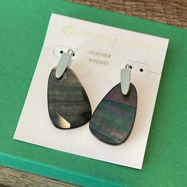 Kendra Scott Womens‎ Marty Mother-of-Pearl Drop Earrings Silver Black OS NWT - Image 2