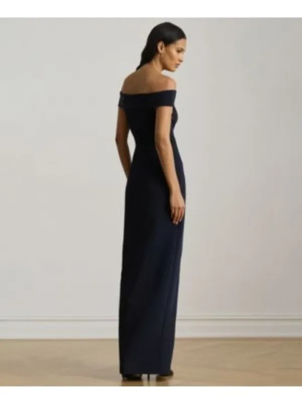 LAUREN RALPH LAUREN Navy Crepe Gown Size 2 NEW NWT - Image 2