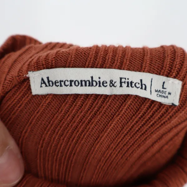Abercrombie & Fitch Womens Ribbed Mock Neck Long Sleeve Bodysuit Rust Orange L - Image 3