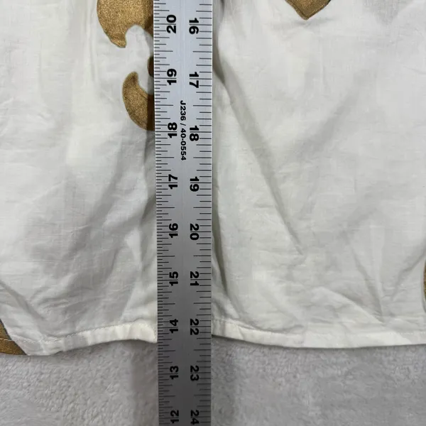 STARK X White Gold Fleur de Lis Metallic Cotton Button Front Blouse Small - Image 4