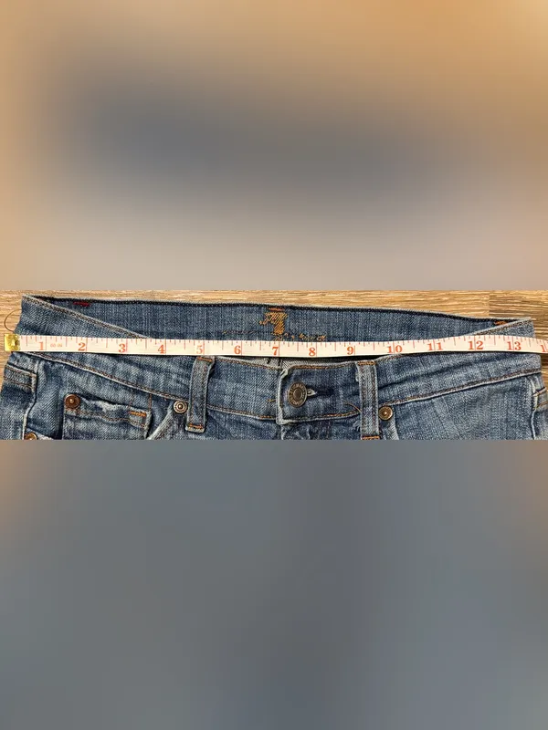 7 For All Mankind Medium Wash Flare Jeans 26 Stretch Denim Y2K USA - Image 8