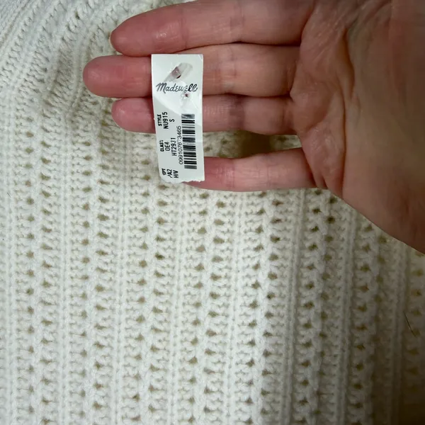 Madewell NWT‎ White Pointelle Mock Neck Merino Wool Sweater - Image 6