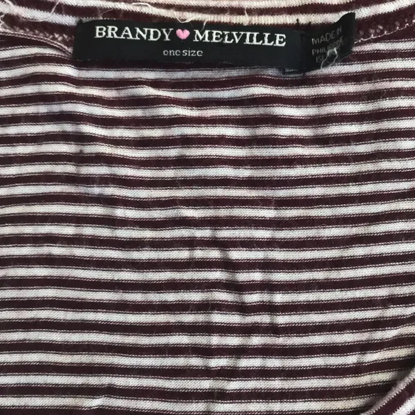 Brandy Melville Striped Burgundy Tee - Image 3