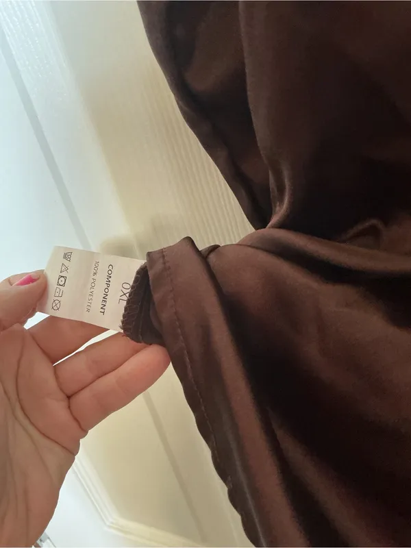 Women’s Satin Button-Up Shirt in Dark Brown - Image 5