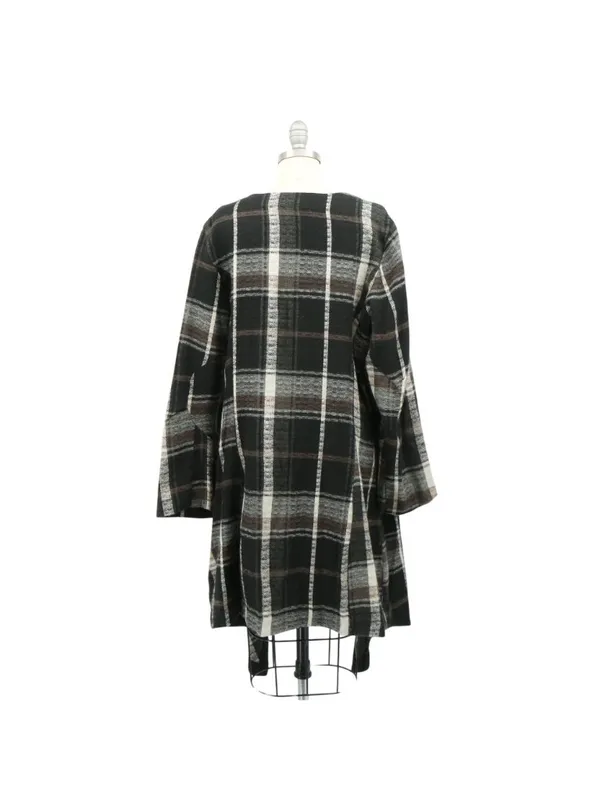 Animale Plaid Asymmetrical Wrap Wool Cardigan Lagenlook Jacket 44 US 12 - Image 4