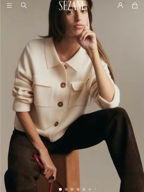Sézane EUC Betty Merino Wool Cardigan Jacket Ecru Extra Small XS - Image 3