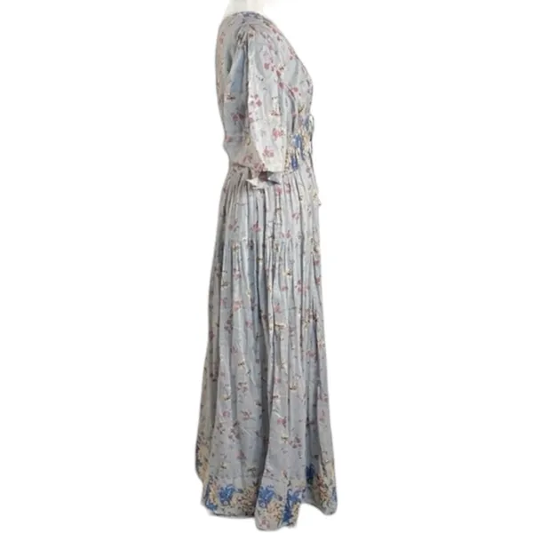 Free People Bohemian Billowy Cottage Lysette Maxi Dress Periwinkle Floral Medium - Image 8
