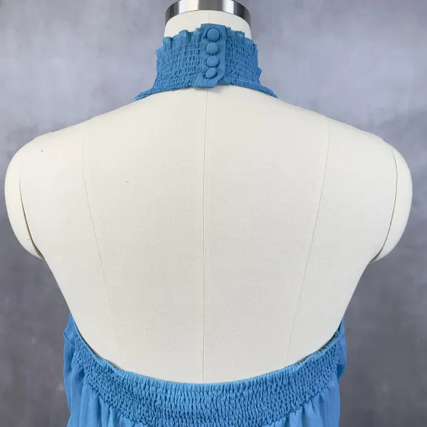 Y2K Going Out Ruffle Halter Top Womens Large Smocked Back Coquette Fairy Dainty‎ - Image 4