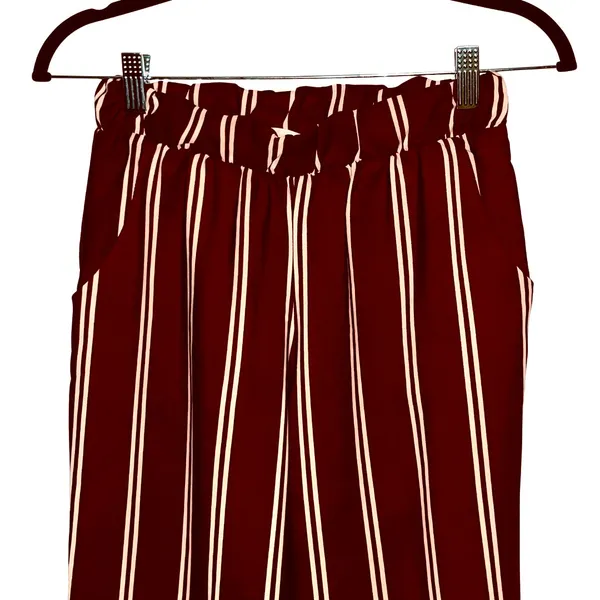 Honey Punch Wide Leg Boho Crop Pants Red & White Striped Trousers Size Small - Image 4