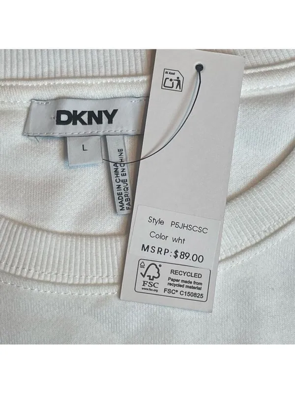 DKNY Dogs & The City Novelty Graphic cotton fleece sweatshirt Grunge White Sz L - Image 5