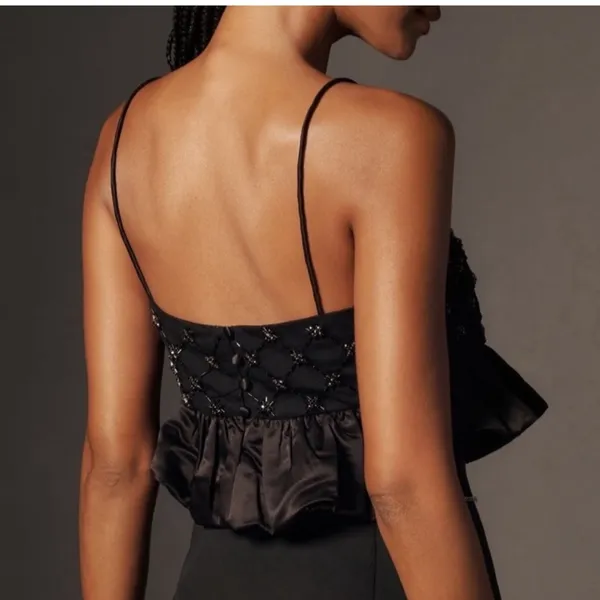 NWT Anthropologie Beaded Satin Crop Top - Image 2