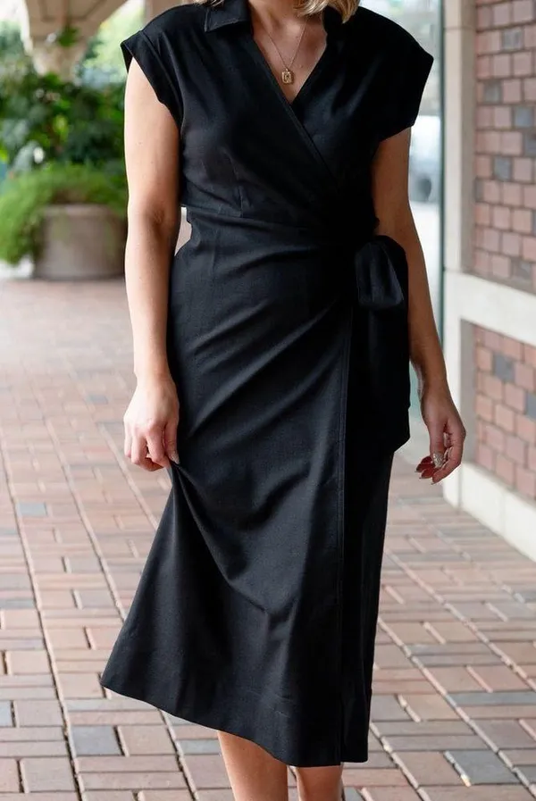 NWT Liverpool Los Angeles X Nordstrom Collared Wrap Dress in Black - Image 2