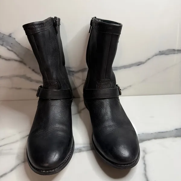 J. Jill Wmn Black Leather Groupie Boots Sz 8.5 Classic Closet Staple Minimalist - Image 2