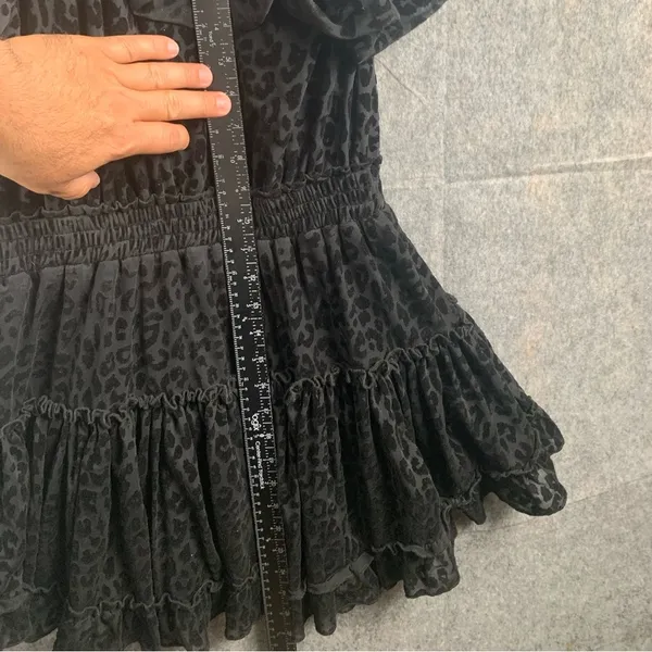 Buddy Love Womens Size Small One Shoulder Ruffle Dress animal print velvet black - Image 4