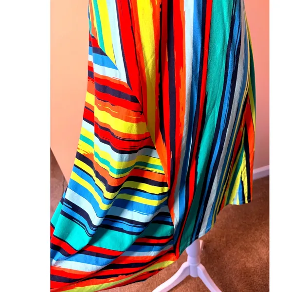 Soft Surroundings Happy Place Dress Womens Small Multi NWT Striped V-Neck‎ Midi - Image 9