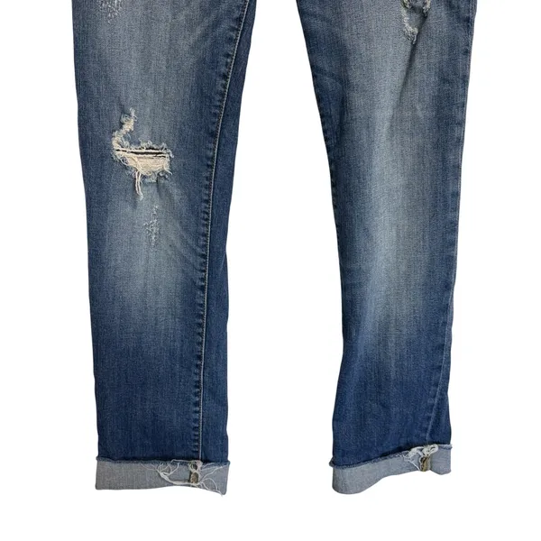Judy Blue Distressed Skinny Jeans Blue Mid Rise Raw Hem Cuffed‎ Denim 30x28 - Image 4