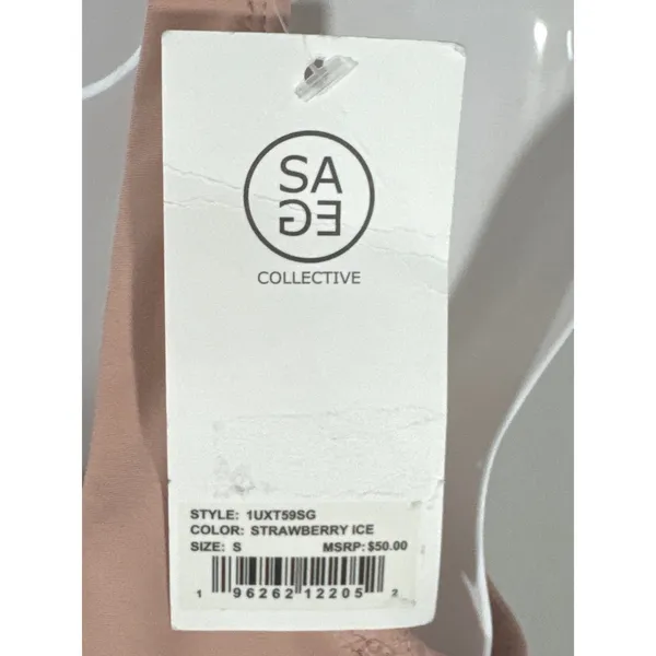 Sage Collective Strawberry Ice Pink V-Neck Crop Active Tank Top‎ Small NEW - Image 5
