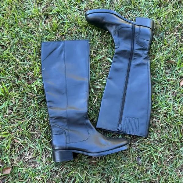 DONALD J PLINER black leather size 6 TALL FLAT RIDING boots Bixbi3-35- c - Image 2