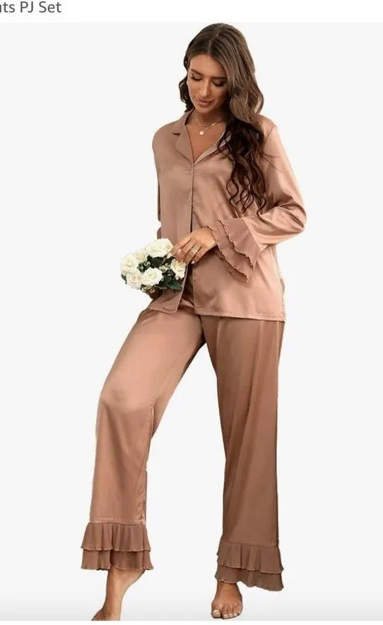 Verdusa Women’s Satin Ruffle Pajamas - Image 15