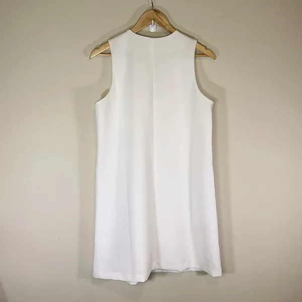 Banana Republic White V Neck Sleeveless Dress Women 6 Business Casual Dressy - Image 3