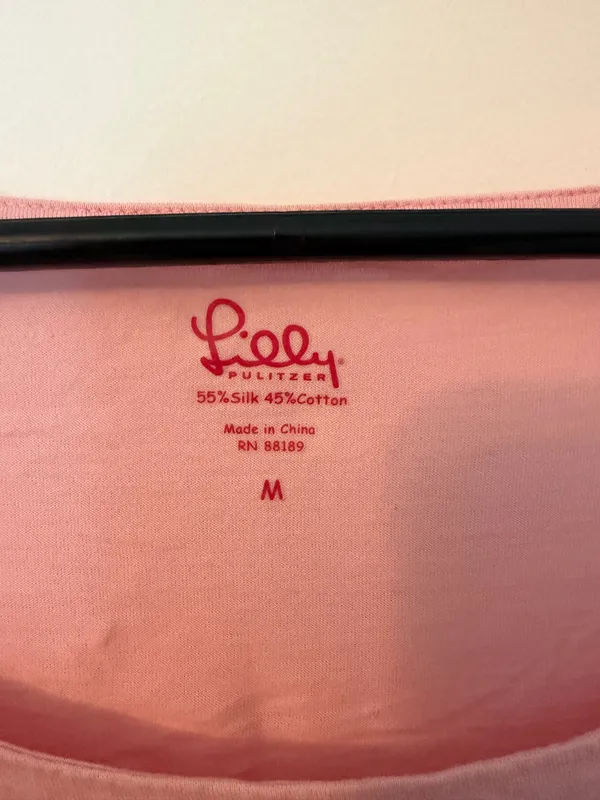 Lilly Pulitzer Light Pink Scoop Neck Short Sleeve Tee, Sz M - Image 3