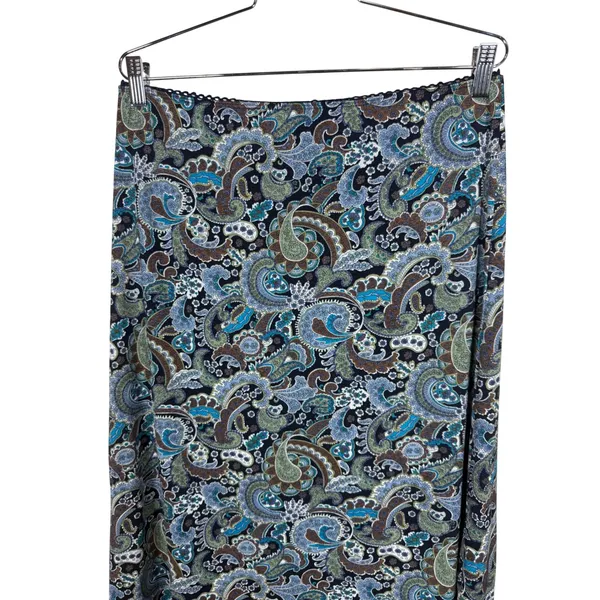 IN Studio San Francisco Paisley Midi Skirt Navy Blue Lettuce Edge XL - Image 2