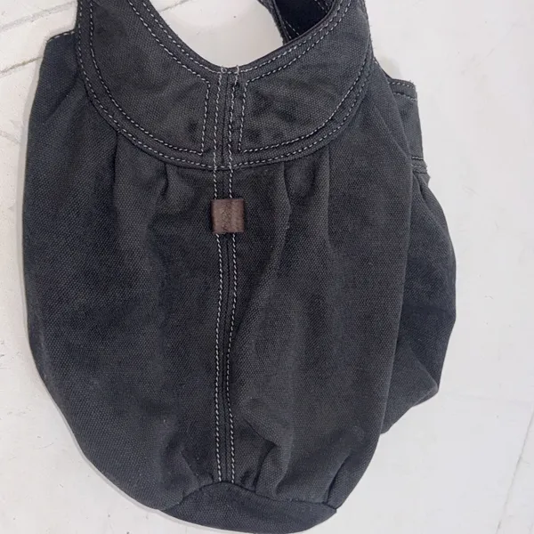 Vintage 2000s Y2K American Eagle Black Gray Canvas Boho Hobo Shoulder Bag Purse - Image 15