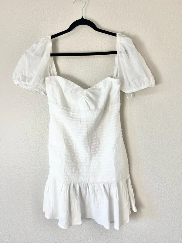 Hello Molly White St.Cloud Smocked Mini Dress Size 8 - Image 2