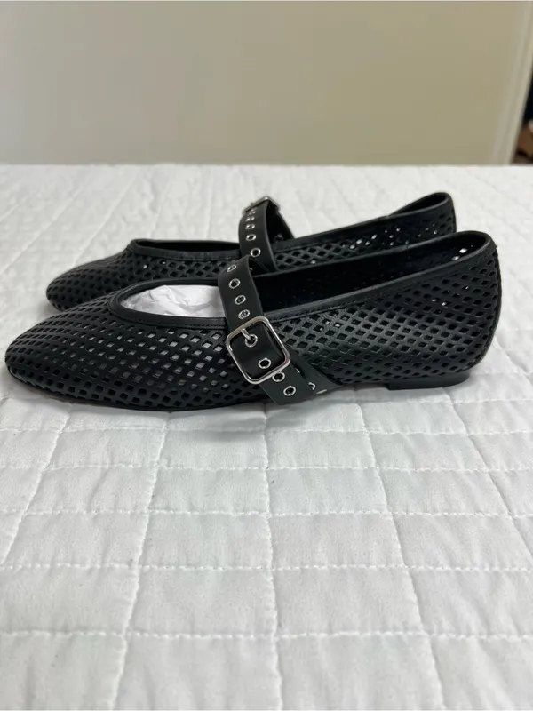 Madewell The Remy Mary Jane Flat in True Black Size 7.5 - Image 7