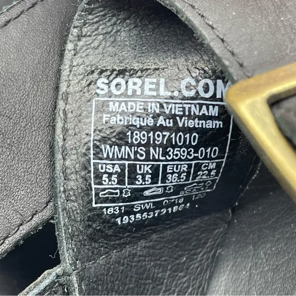 Sorel Roaming T-Strap Buckle Sandals Size 5.5 Black Leather Strappy Rugged Sole - Image 14
