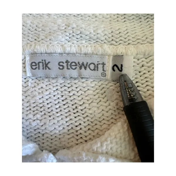 Erik Stewart White Cotton Button-Up Cropped Cardigan 2/Small - Image 3