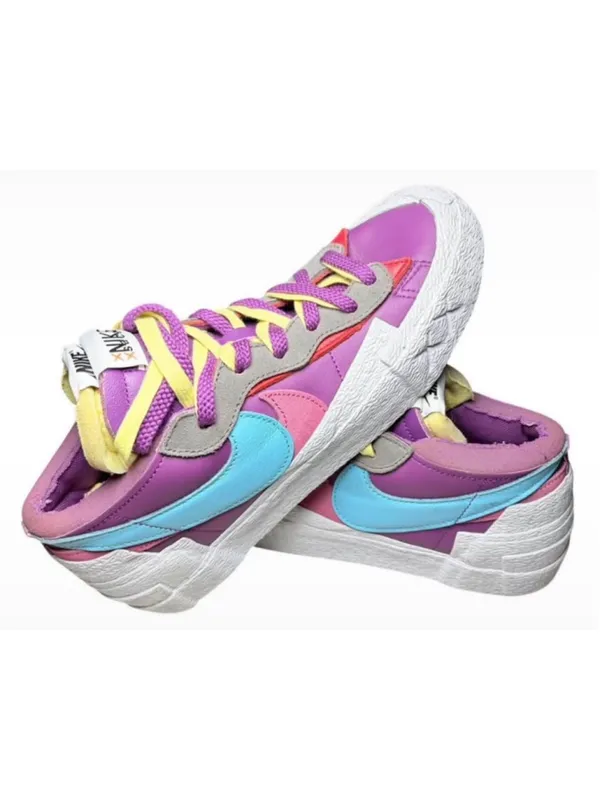 Women's Nike x KAWS Sacai Blazer Low Sneakers Purple Blue Multi-Color - Image 6