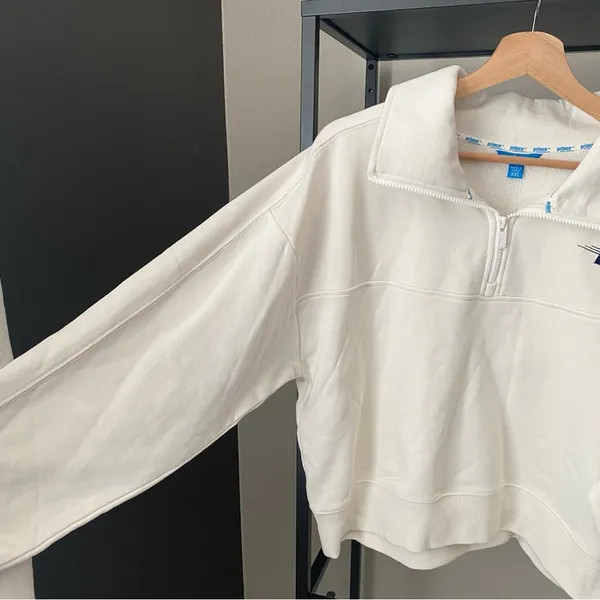 NWT Prince Cropped Quarter Zip Pullover White Size XXL - Image 2