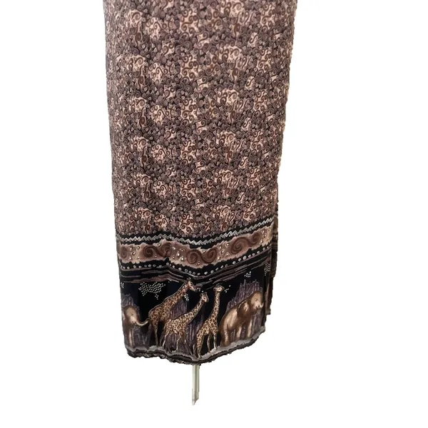 Vintage Looking Good Maxi Dress Safari Giraffe Elephant Asymmetric Tie Back 1X‎ - Image 4