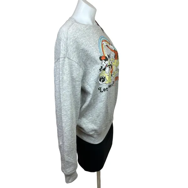 NEW Disney Mickey Mouse Goofy Minnie Grey Long Sleeve Sweatshirt Sweater Top S - Image 2