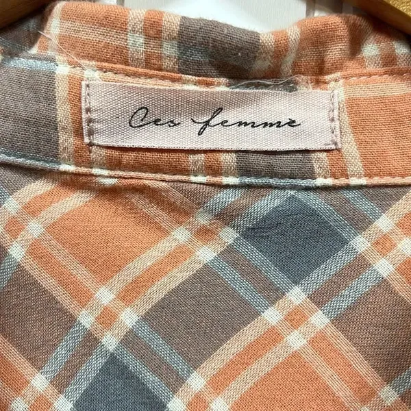 Ces Femme plaid raw hem button down shirt - Image 3